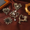 Pearl Accent Heart Brooch with Metal Floral Details - Image 1
