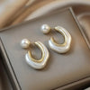 Gold Color Pearl Irregular for Women Korean Design Rhinestone Round Geometric Earring Party Girls Gifts Jewelry - Image 2