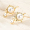 Court Style Elegant Inlaid Imitation Pearl Golden Dangle Earrings for Women Temperament Wedding Anniversary Jewelry Gifts - Image 3