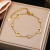 Classic Hollowed-out Four-leaf Flower Zircon Inlaid Stainless Steel Bracelet Party Clover Jewelry Gift For Women - Image 4