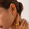 Glamour Jewelry Stainless Steel Dripping Oil Black White Colorful Enamel Hoop Earrings Geometric Enamel Stud Earrings for Women - Image 3