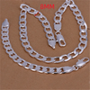Silver Classic men 6MM 8MM Chain Bracelets necklace Jewelry set for woman Charm wedding gifts - Image 8