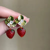 Korean Sweet Cute Strawberry Ribbon Bowknot Drop Earrings for Women Cute Fruit Cake Cup Dangle Earring Lovely Jewelry Gift - Image 11