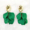 Gold Color Metal Leaf Acrylic Petal Flower Drop Earrings For Women Rose Pink Blue Orange Green Colors - Image 22