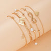 4pcs Set Butterfly Five-pointed Star Imitation Pearl Tassels Lucky 8-shaped Anklets for Women Summer Beach Jewelry Sets - Image 2