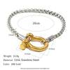 Stainless Steel Double Color Pearl Chain Lock Bracelet Rotary Unlocking Punk Statement Hiphop Unisex Design For Daily - Image 7