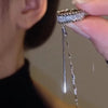Zircon Shining C Shape Long Tassel Ear Cuff No Piercing Earrings Female Design Simple Ear Clip Party Jewelry - Image 10