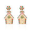 Creative Christmas Colorful Enamel Candy House Shaped Drop Earrings Crutch Dangle Earring For Women Men Holiday Jewelry - Image 2