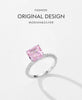 MODIAN 925 Sterling Silver Pink Crushed Ice Cut 2ct Square Sparkling Ring For Platinum Plated Women Classic Wedding Jewelry Gift