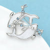 Zodiac Pisces 2 Dolphins Shell Brooch Pins Blue and Clear Crystal Animal Badge JewelryGift For Suit and Dress - Image 5