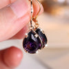 Charm Female Purple Water Drop Zircon Stone Hoop Earrings Gold Color Simple Wedding Jewelry For Women - Image 2