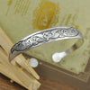 Antique Silver-Tone Open Cuff Bracelet with Snake and Floral Motifs - Image 9