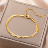 Angel Wing Charm Bracelet for Women Stainless Steel Gold Color Double Layer Snake Chain Bracelets Jewelry - Image 1