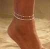 Silver Plated Stainless Steel Ankle Bracelets for Women, Layered Twisted Chain Satellite Bead Anklets Set - Image 3