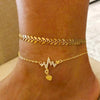 Multi-layer Bracelet Metal Chain Pearl Blue Stone Pendant Anklet Sandals Barefoot Beach Foot Bridal Jewelry - Image 12