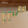 Three-Pair Huggie Hoop Earring Set with Color and Stone Variations - Image 4
