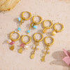 Gold Plated Stainless Steel Huggie Hoop Earrings for Women Chic Vintage Natural Stone Charms Jewelry - Image 31