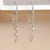 Women Stainless Steel Double Chain Hoop Earrings Crystal Tassel Earrings Party Wedding Jewelry Statement Gift - Image 6