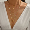 Layered Rosary Cross Necklace with Mary Pendant and Beaded Y Chain - Image 1