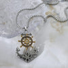 Women Mens Stainless Steel Vintage Necklace Navy Pirate Anchor Pendant Rotating Ship Rudder Punk Jewelry Gift - Image 3