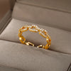 Zircon Twist Chain Open Rings For Women Stainless Steel Geometric Twist Wrapped Adjustable Ring Wedding Aesthetic Jewelry Gift - Image 8