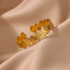 Floral Cuff Bracelet in Stainless Steel with Gold-Tone Finish - Image 4