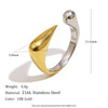 Unique Cool 316L Stainless Steel Two Tone Bird Beak Shaped Asymmetrical Open Ring Jewelry Women's Ring - Image 7