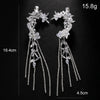 Stonefans Tassel Geometric Ear Clips Without Piercing Jewelry Earring for Women 2024 Bride Party Eear Cuff Accessories