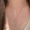 Temperament Silver Inlay Zircon Starlight Heart Tassels Iris Flower Key Pendant Necklace for Women Jewelry - Image 2