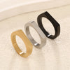 Stainlesss Steel Rectangle Signet Ring Men Women Gold Color Black Minimalist Smooth Rings Couple Jewelry Gift - Image 1