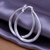 Elliptical Fish Ripple Hoop Earring For Women Small Circular Silver Plated Earring Supplies Earrings - Image 4