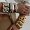 Shixin Punk Exaggerated Smooth Gold Color Wide Chain Spring Bangle Women HipHop Metal Geometric Cuff Bracelet Unisex Men Jewelry - Image 1