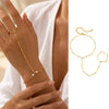 Bohemian Ring Bracelet Finger Hand Chain, Gold Plated Stainless Steel, Bead Slave Bracelet Jewelry for Women - Image 9