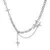 Kpop Zircon Cross Star Beaded Necklace Men Imitation Pearl Star Pendant Necklaces Y2K Hiphop Star Tassel Choker Necklace Unisex - Image 6