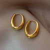 Gold Color Round Chunky Earrings for Women Lightweight Smooth Metal Open Thick Hoops Jewelry - Image 9