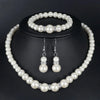3 Pcs Imitation Pearl Fireball Necklace Bracelet Earring Stud Jewelry Set Silver Color Crystal Stone Elegant Bridal Jewelry Gift - Image 7