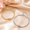 Love Knot Couple Bracelet Set, Stainless Steel Round Snake Chain Bracelets for Women Men Jewelry Valentine's Gift - Image 1