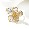 Crystal Flower Big Open Ring for Women Party Summer Holiday Statement Jewelry - Image 2