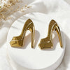 Exaggerated High Heel Shaped Stud Earrings Glossy Metal Statement Earrings Minimalist Elegant Women Jewelry - Image 2