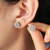 Sugar Cube Geometric Stud Earrings For Women Full Inlay Zircon Piercing Earring Engagement Wedding Jewelry - Image 4
