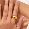 Collection Colorful Crystal Zircon Gem Star Pattern Bold Dome Stainless Steel Rings For Women Gold Plated Ring - Image 4