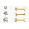 Gold Plated Silver Plated Cubic Zirconia Stud Flat Back Earrings for Women Piercing Jewelry Stud Earrings for Women - Image 2