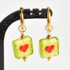 1Pair Korean Styles Cute Colorful Glass Heart Pendant Hoop Earrings Harajuku Y2K Girl Sweet Love Aesthetic Jewelry - Image 7