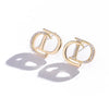 Minimalist Double D Rhinestone Earrings Gold Plated Letter Stud Jewelry for Women Versatile Daily Accessories - Image 5