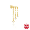 Silver 1pc Water Drop Zirconia Tassel Chain Two Stud Earrings For Women Hypoallergic Jewelry - Image 15