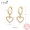 Round&Square Zircon Pendant Hoop Earrings Silver Rhinestones Drop Women Gift Jewelry Eardrop - Image 7