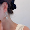 Exaggerated Simulated Pearl Hollow Out Metal Rose Flower Tassel Long Drop Earrings for Women Gold Silver Plated Alloy - Image 4