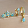 3PCS Flower Pendant Stainless Steel Earrings Set for Women Blue Zircon Water Drop Hoop Earring Aesthetic Piercing Jewelry Gifts - Image 7