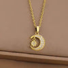 1 Pcs Star and Moon with Zirconia Copper Pendant Necklace Girls Style Gift Jewelry - Image 2
