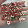 Christmas Necklaces for Women Girls Handmade Rice Beads X'mas Tree Santa Claus Snowman Gift Necklace Pendant Year Jewelry - Image 1